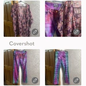 Salvage by Buckle Vintage Tie-Dye Jeans 12+Ellen Tracy szM blouse